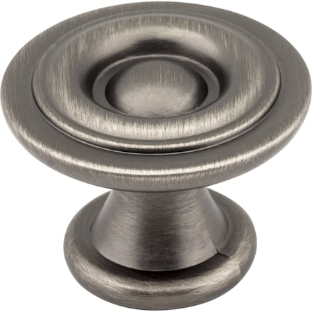 Elements 1-3/16" Diameter Brushed Pewter Button Syracuse Cabinet Knob 575BNBDL